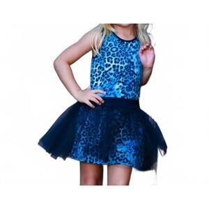 NEW DOLLS & DIVAS COUTURE toddlers cooper cheetah print dress in blue/black